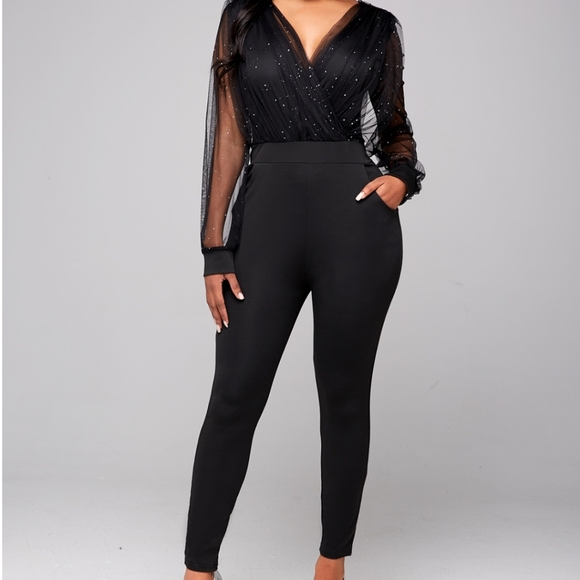Black Glitter Jumpsuit - Picture 3 of 6